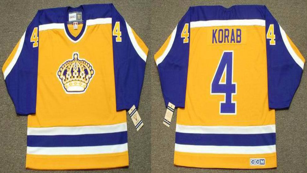 2019 Men Los Angeles Kings #4 Korab Yellow CCM NHL jerseys